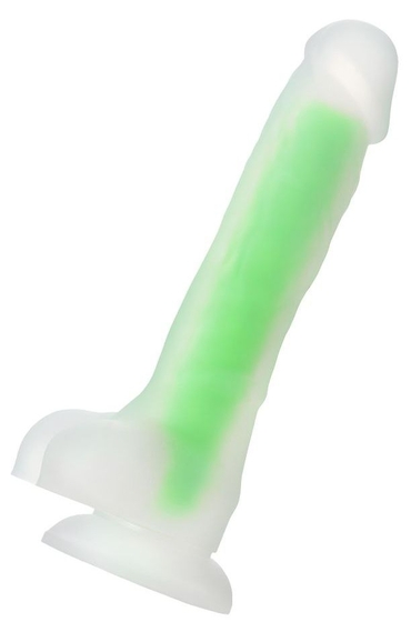Прозрачно-зеленый фаллоимитатор, светящийся в темноте, Wade Glow - 20 см. - фото, цены